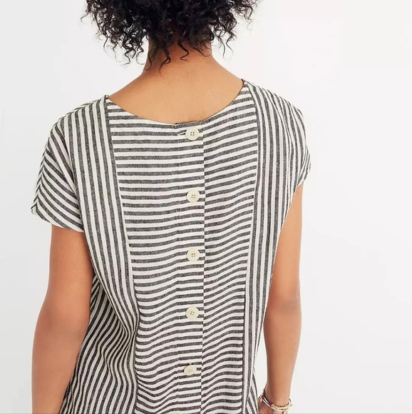 MADEWELL Stripe-Play Button-back Tee Dress Red White Size XXS - Picture 12 of 12